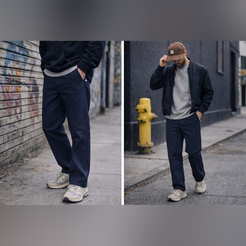Dickies Slim Straight Pants 38x32 | Navy Blue Slim Fit Chinos